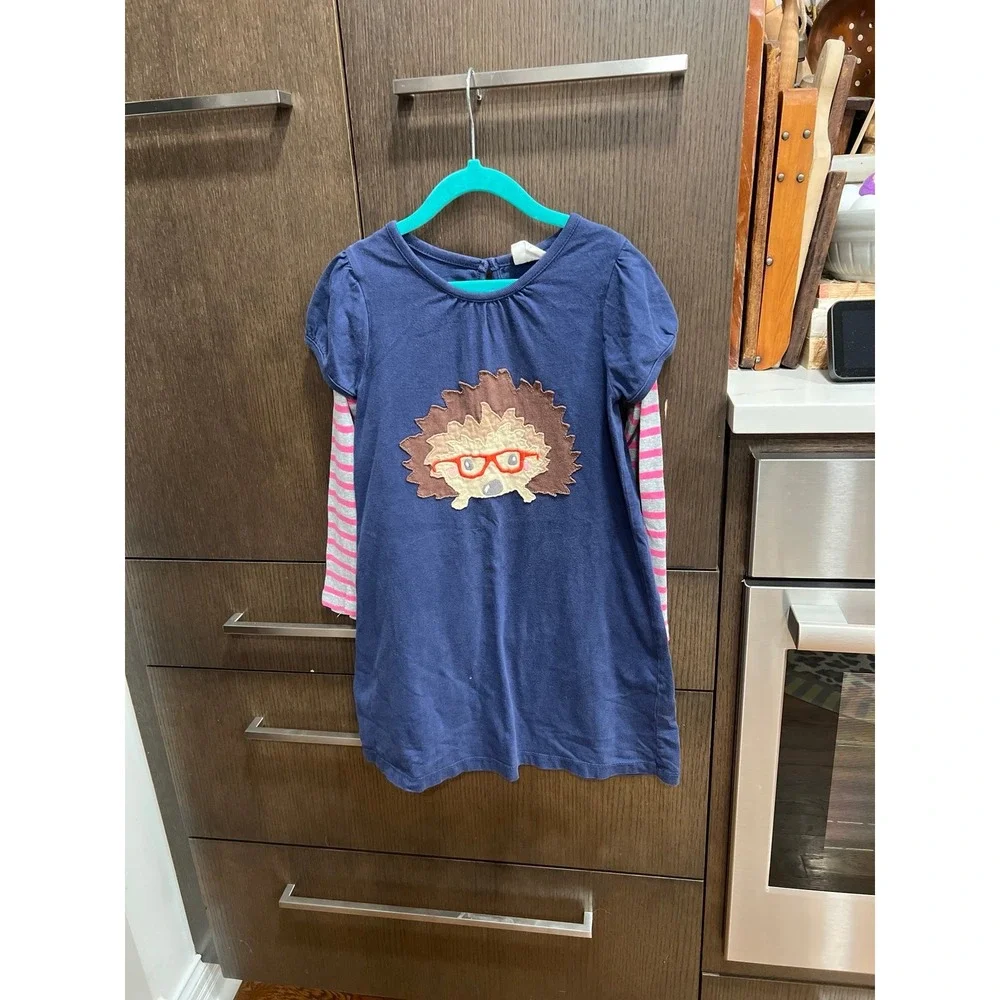 Mini Boden appliqué Hedgehog Dress size 6-7